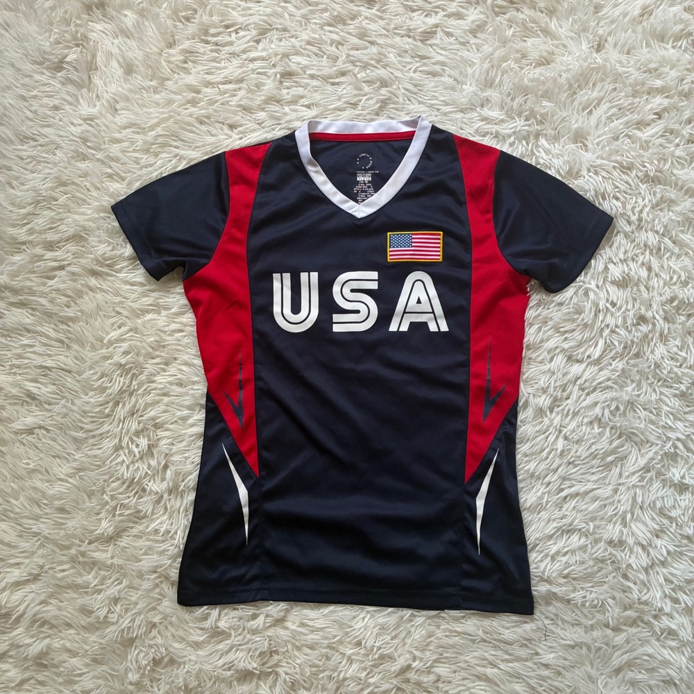 USWNT Players Alex Morgan 13 Soccer Jersey Navy Blue Red White Youth Large 14/16